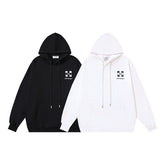 OW letter arrow print pattern pullover hooded sweater