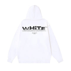 OW incomplete letter print pattern pullover hooded sweater