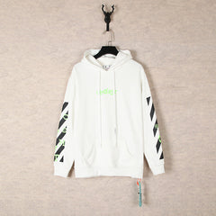 OW fluorescent letter arrow pullover hooded sweater