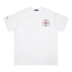 CHH Heart T Shirts Red Cross Sanskrit Letter Short Sleeve T-Shirt