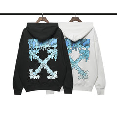 Off White hoodie blue melted arrow pattern hooded