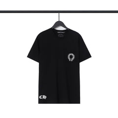 CHH Heart T Shirts Croix Cross Leather Printed Short Sleeve T-Shirt