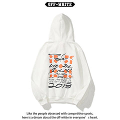 Off White hoodie Creative Graffiti Letter Pattern Arrow Fleece Hood