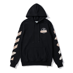 OFF airport strip arrow pattern pullover hooded sweater