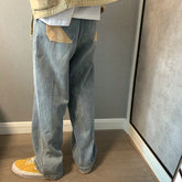 Men Jeans Retro Spring and Autumn Loose Straight Jeans Trousers