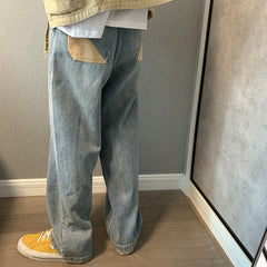 Men Jeans Retro Spring and Autumn Loose Straight Jeans Trousers