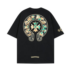 CHH Heart T Shirts Cross Color Printed Short Sleeve T-Shirt Loose