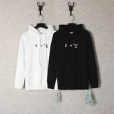 Off White hoodie acrylic hand painted graffiti arrow pattern pullover hooded
