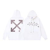 OW Ant Arrow Pattern Pullover Hooded Sweater