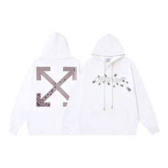 OW Ant Arrow Pattern Pullover Hooded Sweater