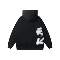 OW splashed ink arrow pattern sleeves fleece hooded sweater