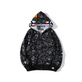 Bathing Ape Bape Hoodie Luminous Starry Sky Two-Hat Cardigan Zipper Velvet Shark