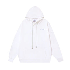 OW Portrait Arrow Pattern Pullover Hooded Sweater