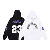 OW No. 23 OW micro-label pattern printed hooded sweater
