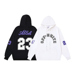OW No. 23 OW micro-label pattern printed hooded sweater