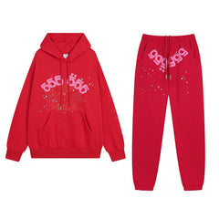 Sp5der Hoodie & Sweatpants Spider Web Velvet Sport Suit