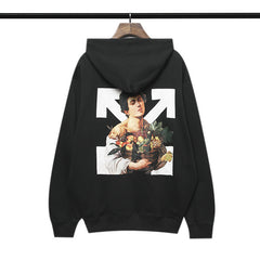 Off White hoodie woman bouquet basket pattern arrow hooded