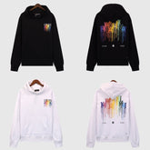 Amiri Hoodie OW Rainbow Letter Pattern Pullover Hooded Sweater