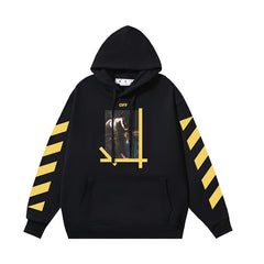 OW Angel Caravaggio diagonal striped arrow print hooded sweater