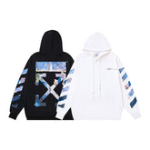 OW Monet oil painting arrow pattern print hooded sweater