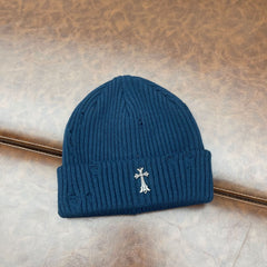 CHH Heart Beanie Knitted Hat Women's Thick Wool Hat Cross Cold Hat