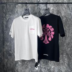 CHH Heart T Shirts Cross Printed Cotton Casual T-Shirt Couple Short Sleeve