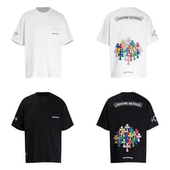 CHH Heart T Shirts Colorful Cross Flower Arm Short Sleeve