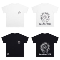 CHH Heart T Shirts Summer Horseshoe Cross Print Short Sleeve T-Shirt