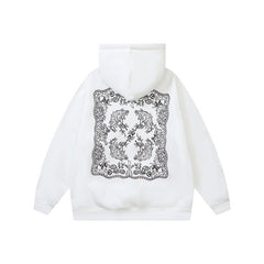 OW Cashew Flower Arrow Pattern Hooded Sweater