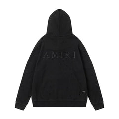 Amiri Hoodie AMI logo embroidered hooded sweater with holes