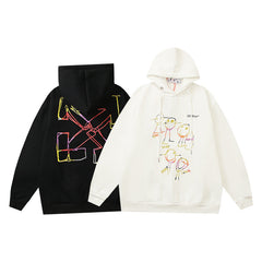 Off White hoodie cartoon series arrow pattern fleece hooded