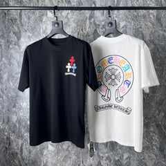 CHH Heart T Shirts Cross Horseshoe Print Embroidery T-Shirt Short Sleeve
