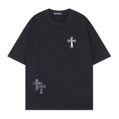 CHH Heart T Shirts T-Shirt Short Sleeve Cross