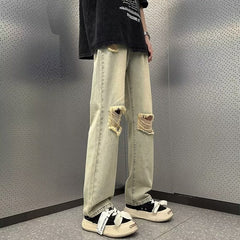 Men Jeans Ripped Jeans Men Vintage Oversize Straight Loose Pants