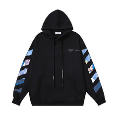 OW Monet oil painting arrow pattern print hooded sweater
