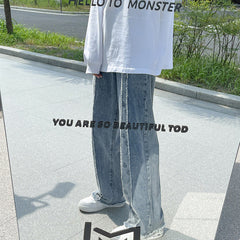 Men Jeans Loose Straight Spring and Autumn Wide Leg Trousers