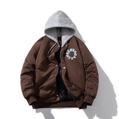 Men Vintage Jackets Stand-up Collar Embroidered Baseball Clothing Single-breasted Cotton Clothing