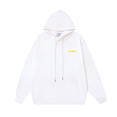 OW letter print pattern pullover hooded sweater