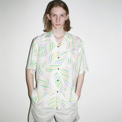 GUILTYPARTIES TIGER Shirts 23SS LEAF ALOHA Leaf Full Print Hawaiian Short Sleeve Shirt Men