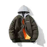 Men Vintage Jackets Loose Trend Baseball Jacket Padded Flight Suit Hooded