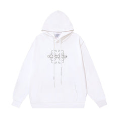 OW hollow arrow pattern print hooded sweater