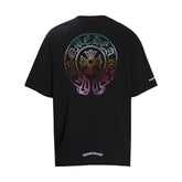 CHH Heart T Shirts Horseshoe Sanskrit Cross Color Hot Diamond Short Sleeve T-Shirt