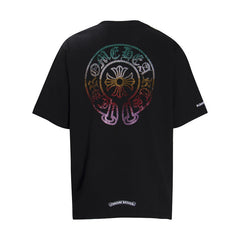 CHH Heart T Shirts Horseshoe Sanskrit Cross Color Hot Diamond Short Sleeve T-Shirt