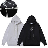 OW Hot Diamond Arrow Pattern Pullover Hooded Sweater