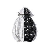 Bathing Ape Bape Hoodie shark head black and white luminous color matching sweater