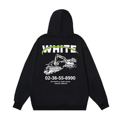 Off White hoodie Excavator Pattern Sleeve Hooded