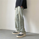 Men Jeans Washed Worn Jeans Male Hiphop Baggy Straight Trousers