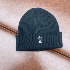 CHH Heart Beanie Knitted Hat Women's Thick Wool Hat Cross Cold Hat