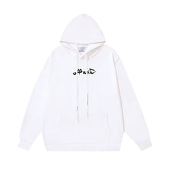 OW Hand-Painted Arrow Pattern Printed Hooded Sweatshirt
