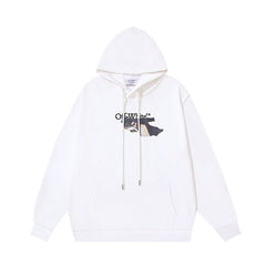 OW oil painting series arrow pattern pullover hooded sweater